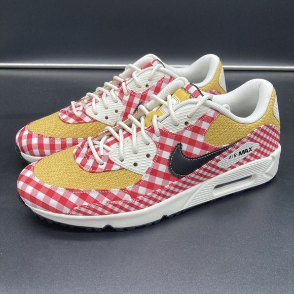 Nike Air Max 90 Golf Shoes NRG Picnic Red Sail Gold Size 11.5 DH5244-600 NEW - Picture 3 of 9